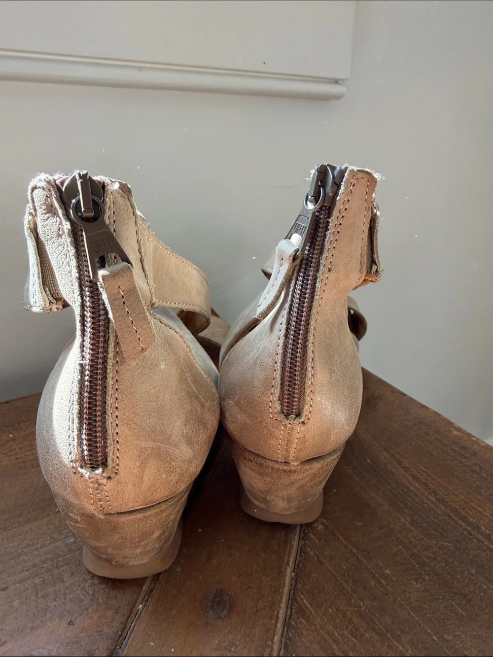 Miz Mooz Taupe Suede Wedge Sandals